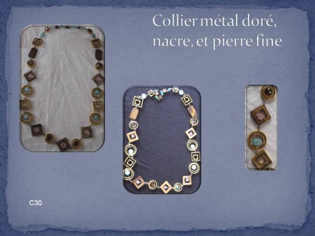 Collier métal doré et nacre